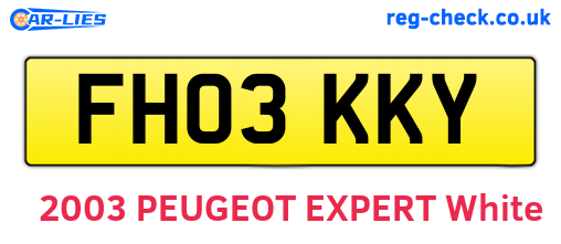 FH03KKY are the vehicle registration plates.