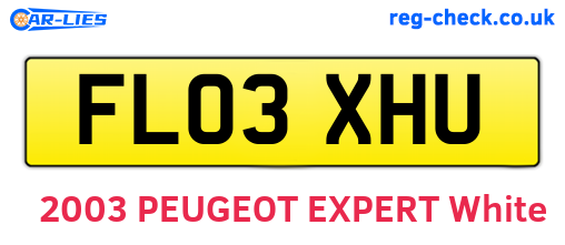 FL03XHU are the vehicle registration plates.