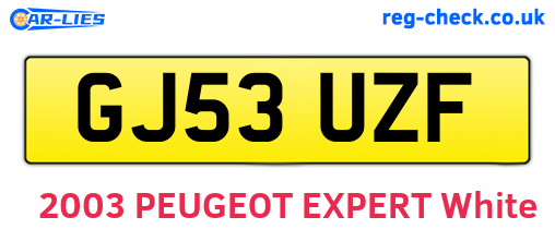 GJ53UZF are the vehicle registration plates.