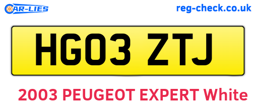 HG03ZTJ are the vehicle registration plates.