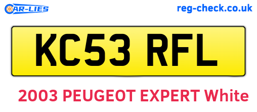 KC53RFL are the vehicle registration plates.