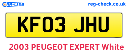 KF03JHU are the vehicle registration plates.