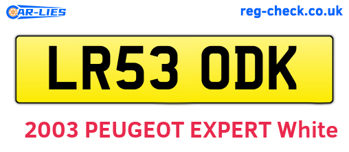 LR53ODK are the vehicle registration plates.