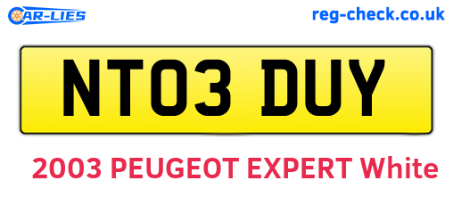 NT03DUY are the vehicle registration plates.