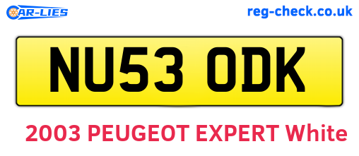 NU53ODK are the vehicle registration plates.