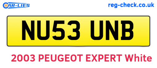 NU53UNB are the vehicle registration plates.
