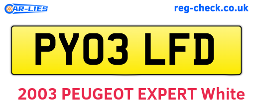 PY03LFD are the vehicle registration plates.
