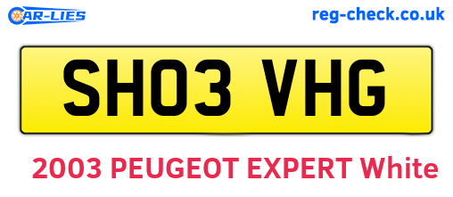 SH03VHG are the vehicle registration plates.