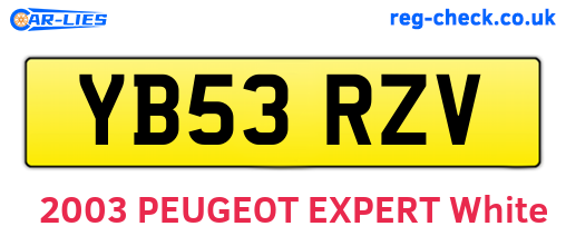 YB53RZV are the vehicle registration plates.