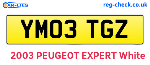 YM03TGZ are the vehicle registration plates.