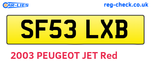 SF53LXB are the vehicle registration plates.