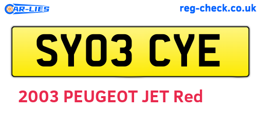 SY03CYE are the vehicle registration plates.