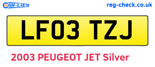 LF03TZJ are the vehicle registration plates.