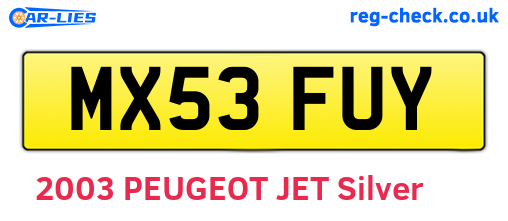 MX53FUY are the vehicle registration plates.