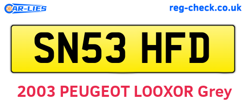 SN53HFD are the vehicle registration plates.