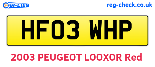 HF03WHP are the vehicle registration plates.