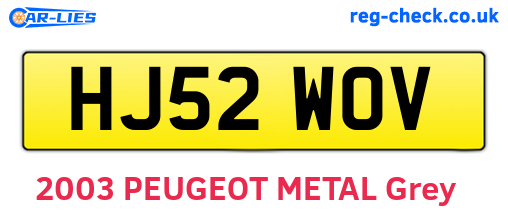 HJ52WOV are the vehicle registration plates.