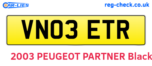 VN03ETR are the vehicle registration plates.