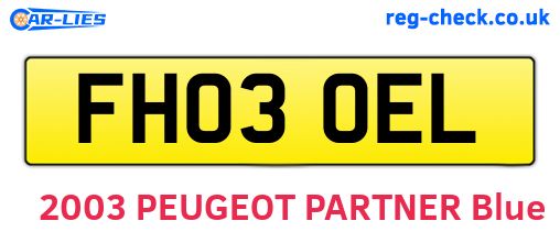 FH03OEL are the vehicle registration plates.