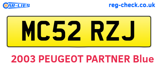 MC52RZJ are the vehicle registration plates.