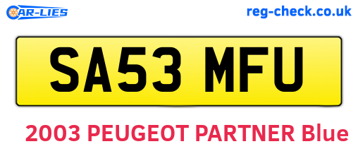 SA53MFU are the vehicle registration plates.