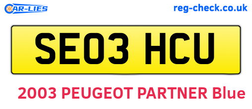 SE03HCU are the vehicle registration plates.