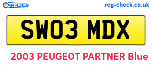 SW03MDX are the vehicle registration plates.