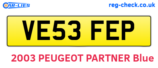 VE53FEP are the vehicle registration plates.