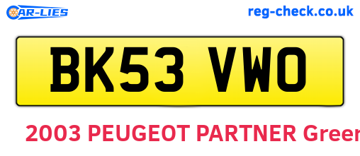 BK53VWO are the vehicle registration plates.