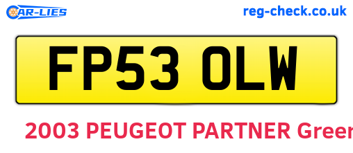 FP53OLW are the vehicle registration plates.