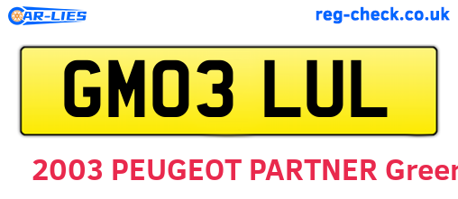 GM03LUL are the vehicle registration plates.