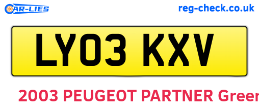 LY03KXV are the vehicle registration plates.