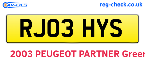 RJ03HYS are the vehicle registration plates.