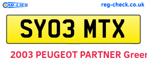 SY03MTX are the vehicle registration plates.