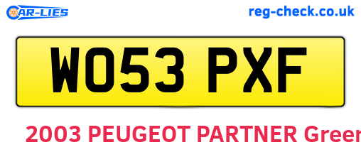 WO53PXF are the vehicle registration plates.