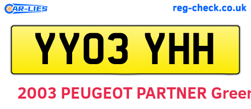 YY03YHH are the vehicle registration plates.
