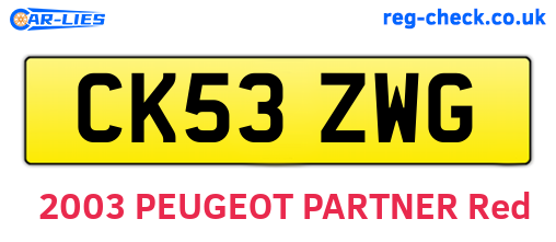 CK53ZWG are the vehicle registration plates.