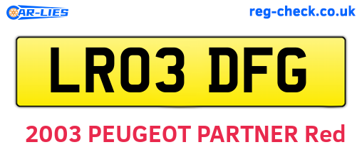 LR03DFG are the vehicle registration plates.