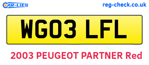 WG03LFL are the vehicle registration plates.
