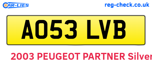 AO53LVB are the vehicle registration plates.