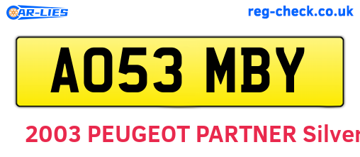 AO53MBY are the vehicle registration plates.