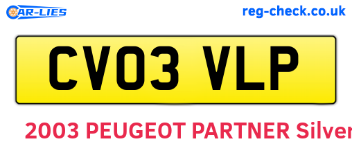 CV03VLP are the vehicle registration plates.
