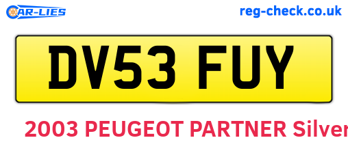 DV53FUY are the vehicle registration plates.