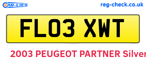 FL03XWT are the vehicle registration plates.
