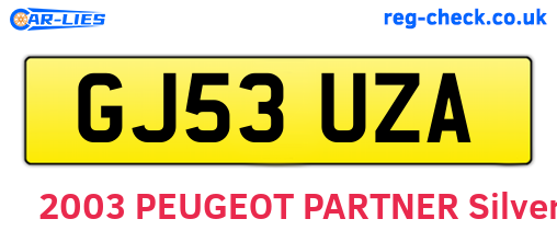 GJ53UZA are the vehicle registration plates.