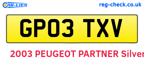 GP03TXV are the vehicle registration plates.