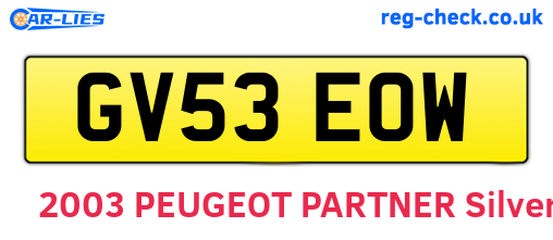 GV53EOW are the vehicle registration plates.