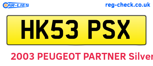 HK53PSX are the vehicle registration plates.