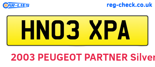 HN03XPA are the vehicle registration plates.