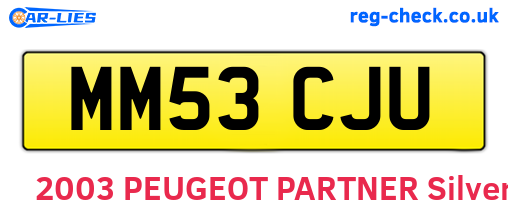 MM53CJU are the vehicle registration plates.